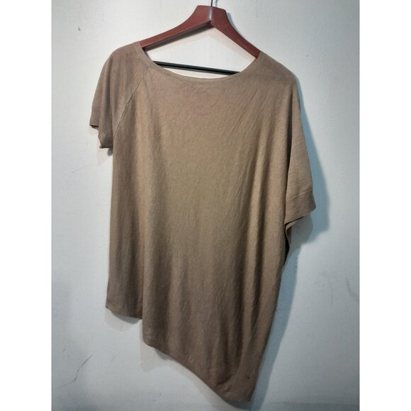 Theory Womens One Shoulder Asymmetric Linen Blend Sz Small Drape Poncho Sweater - Picture 4 of 9